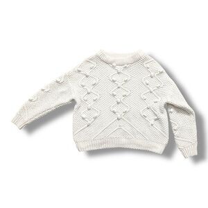 Zara | Girl’s White Pom Pom Sweater (9-10 yrs)